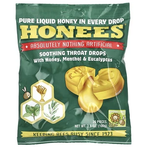Soothing Throat Drops with Honey, Menthol & Eucalyptus, 20 Pieces, 3.5 oz (100 - Picture 1 of 2
