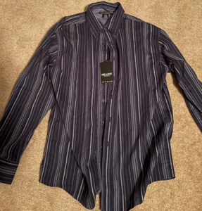 NWT Linea Dome Men's Striped Long Sleeve Dress Shirt Micro Fiber 2XL -blue - Picture 1 of 2