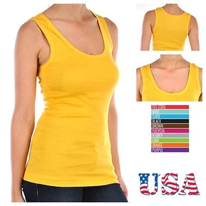 Top sin mangas delgada 100 % algodón acanalada deportiva gimnasio informal moda sin mangas - Imagen 1 de 22