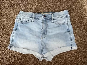 Pantaloncini jeans alti Hollister donna taglia 1 w25 leggeri lavati corti in perfette condizioni - Foto 1 di 5