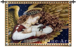 Angel & Dove Christmas Tapestry Wall Hanging - Holiday Decor Idea, H37" x W53" - Picture 1 of 1