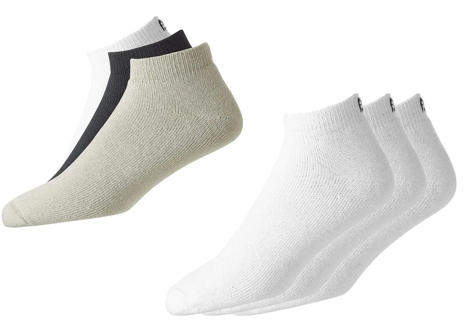 RARO (6) PAR NUEVOS Calcetines de Golf FootJoy Para Hombres ComfortSof DEPORTIVOS, BLANCOS/NEGROS/MADERA A LA DERIVA Foto 1 de 1