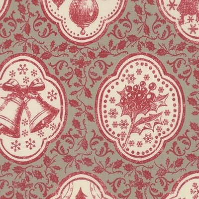 Joyeux Noel – Roche Rouge Red Gray by Moda Fabrics 13710 15~By The Yard