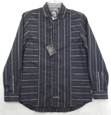 全新 英国 洗衣衬衫 男式 S 黑色 白色 傲慢 翻盖 袖口 隐藏纽扣 — 第 1/4 张图片