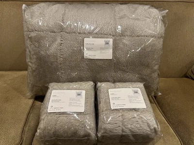 Edredón Pottery Barn piel sintética piel de oveja KING / CAL + 2 EURO Shams Stone NUEVO con etiquetas Foto 1 de 4