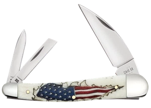 Case xx Knives Seahorse Whittler Shot Show U.S. Flag Natural Bone 10844 Knife - Picture 1 of 3