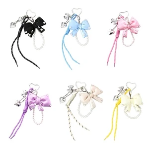 Elegant Bows Bag Charm Bags Pendant Artificial Pearls Keychain Accesory Keyring - Picture 1 of 14