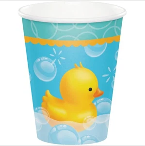 Bubble Bath Rubber Ducky Duck Animal Cute Baby Shower Party 9 oz. Paper Cups - Picture 1 of 3