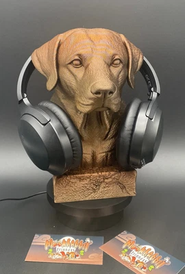 Soporte para auriculares busto labrador dorado - busto de perro de bronce utilería de PC - regalo pintable Foto 1 de 4