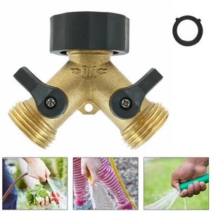 Flexible 2 Way Brass Tap Adaptor Y Splitter for Washing Machine & Garden Hose - Picture 1 of 9