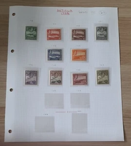 Antigua stamps on page KGVI 1938 set to 5/- MM - Picture 1 of 2