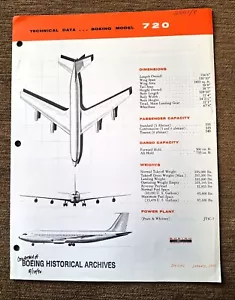 Boeing 720 Technische Daten Broschüre 8 1/2 Zoll x 11 Zoll - Bild 1 von 3