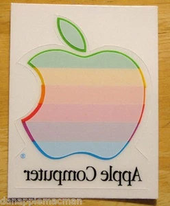 NEW Original 1980s APPLE Computer Rainbow Logo Window Cling DECAL Reusable NICE! - Afbeelding 1 van 3