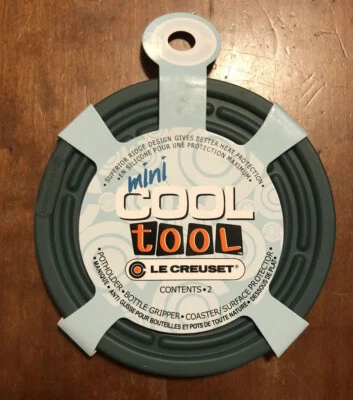 Set of 2 Dark Green LE CREUSET 4" Round Mini Cool Tool Trivet Coasters Cactus - Image 1 of 4