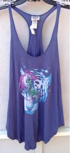 $40 Nueva camiseta sin mangas súper suave de comida chatarra púrpura liso con gráficos de tigre talla XS - Imagen 1 de 3