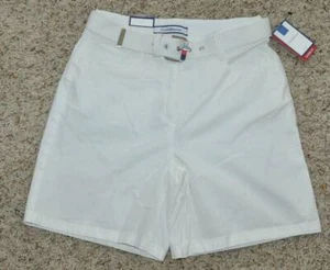 Croft & Barrow Shorts White Twill Belted Stretch Classic Casual Womens-size 6  - Picture 1 of 4