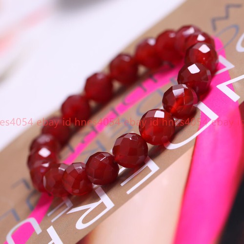 VALENTINO Bracciale Guarigione Perline Rotonde Fatto a Mano Naturale 6 10 mm Sfaccettate Gemme Giada Rossa 7 5 pollici