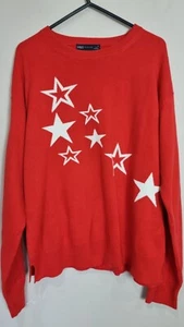 Marks And Spencer Red Star Jumper Size 14 Knit Xmas Christmas Celestial - Picture 1 of 7