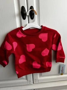 Cat & Jack Red With Pink Hearts Valentine’s Day Sweat Shirt, Sweater 12m - Picture 1 of 2