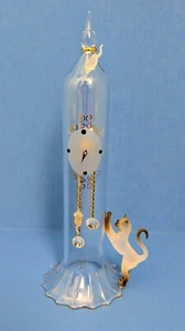Grandfather Clock Decor With Frosted Cat & Mouses Art Glass Figurine: 7.5" Tall - Picture 1 of 5