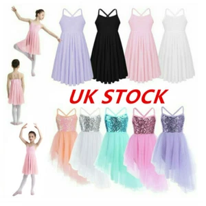 UK Girls Ballet Dress Dance Gymnastics Kid Skating Leotard Tutu Skirt Dancewear - Picture 1 of 69