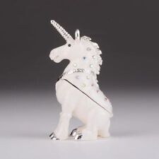 White Unicorn trinket box hand made by Keren Kopal & Austrian crystals NIB