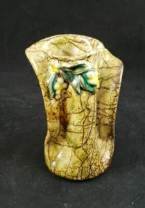 Art Pottery Bud Vase Berries Leaves Redware Terra Cotta Crackle - Bild 1 von 9