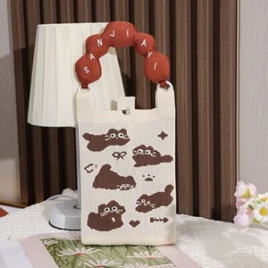 Mini Knit Handbag Cartoon Phone Bag Reusable Shoulder Bag for Student - Picture 1 of 13
