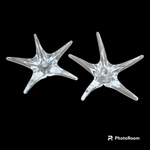 2 Candlesticks Shape Star Daum France Of The 1970 Glass Modern Unique - Picture 1 of 17