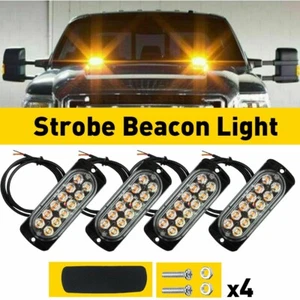 Car 12-LED Emergency Strobe Lamps Surface Mount Flashing Lights For Truck Pickup - Picture 1 of 12