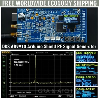 DDS AD9910 Arduino Shield 600MHz 1.5GSPS RF Signal Generator AM FM SWEEP TCXO - Image 1 of 4