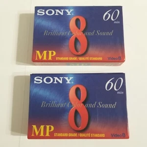 2 Sony Video8 MP 60 min Cassettes Camcorder PS-60MPD New Sealed Standard Grade - Picture 1 of 16