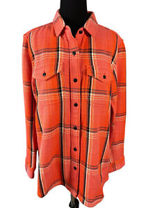 NWT Outerknown Women's Blanket Shirt Bright Coral Plaid XS S Extra Small Small
