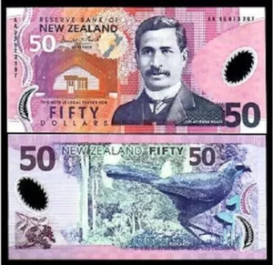 New Zealand 50 DOLLARS P-188 1999 KOKAKO AA Prefix POLYMER UNC NZ Currency NOTE - Picture 1 of 6