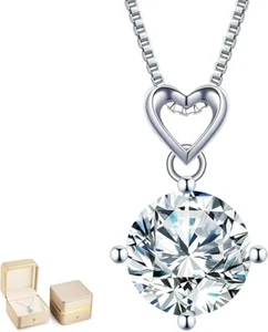 Herz Anhänger Halskette Geschenke für Frau, 3 Karat Moissanit Damen Anhänger Hals - Bild 1 von 6