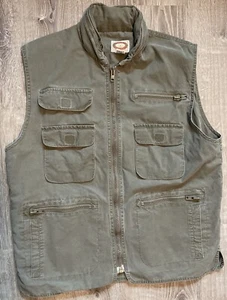 Vintage Banana Republic Vest Mens L Green Utility Safari Hunting 80s Khaki Zip - Picture 1 of 9