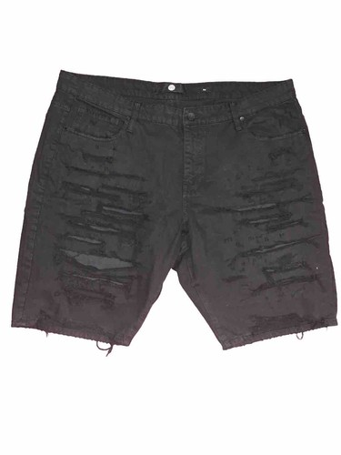 Pantaloncini denim neri Jordan Craig effetto invecchiato jeans strappati taglia 44