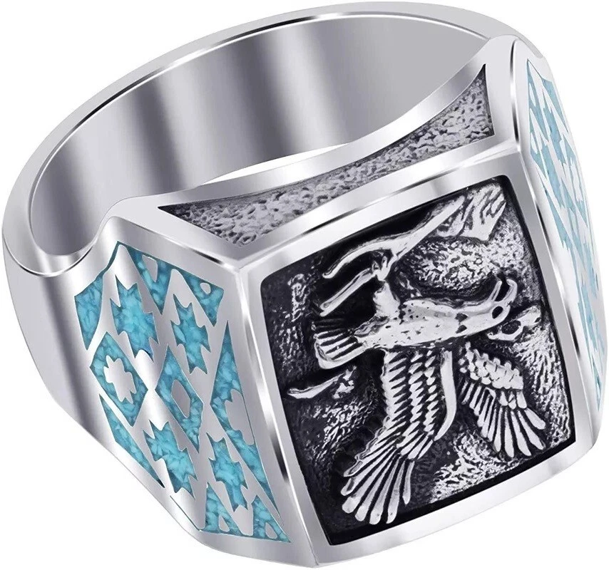 Anillo de águila azul turquesa simulado estilo suroeste para hombre talla 10 ENVÍO GRATUITO Foto 1 de 1