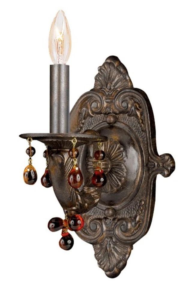 Crystorama 5201-vb-amber Sutton Murano Crystal Wall Sconce Lighting 1 Light 60 Watts Bronze