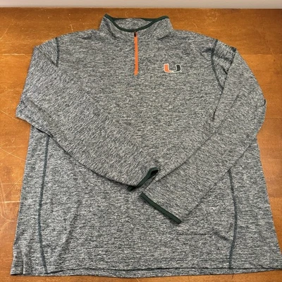 Suéter masculino Miami Hurricanes 2XL verde pulôver 1/4 zíper leve - Imagem 1 de 4