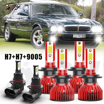 For Jaguar XJ8 1998-2003 Combo LED Headlight + Fog Light Bulbs 6x 6000K White Foto 1 de 4