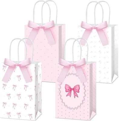 24 件粉色蝴蝶结收藏袋带手柄和 1 件(24 件装),  — 第 1/4 张图片