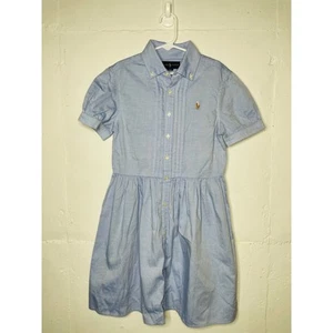 Polo Ralph Lauren Girls Dress Size 10 Short Sleeve 100% Cotton Button Down - Picture 1 of 7