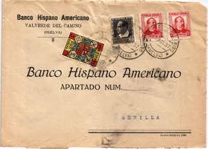 SCW 1937 cover from Valverde del Camino (Huelva) to Sevilla local label (3315) - Picture 1 of 2