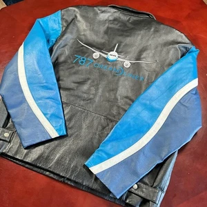VTG Mens Limited Edition Boeing 787 Dream Liner Airplane Leather Jacket (XLarge) - Picture 1 of 14