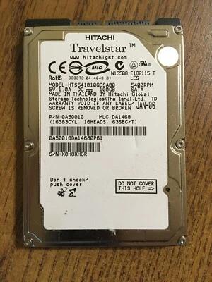 Hitachi 0A50010 HTS541010G9SA00 100GB 5400rpm SATA Hard Drive - TESTED & WIPED - Image 1 of 2
