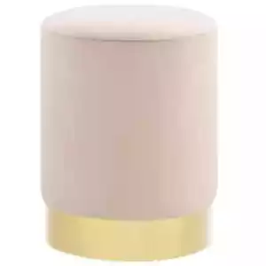 Round Velvet Footstool Ottoman Sofa Lounge Bed End Stool Rest Bench Seat Pink - Picture 1 of 4