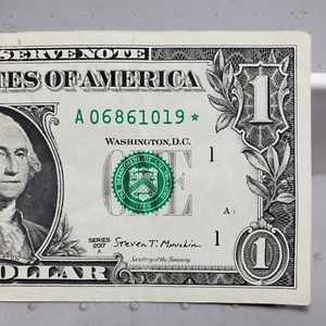 $1 Star Note Serial A 06861019* 2017A Series One Dollar Bill Boston US Money - Picture 1 of 6