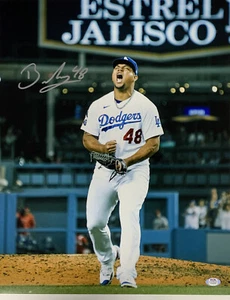 BRUSDAR GRATEROL DODGERS SIGNED 16X20 SHOUTING PHOTO SILVER PSA - Picture 1 of 3