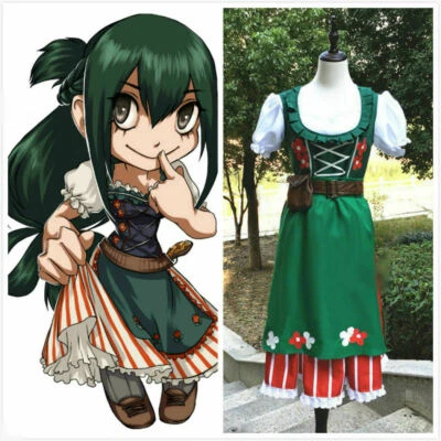 Boku no Hero Academia Asui Tsuyu Fantasy Froppy Maid Long Dress Cosplay Costume - Image 1 of 4